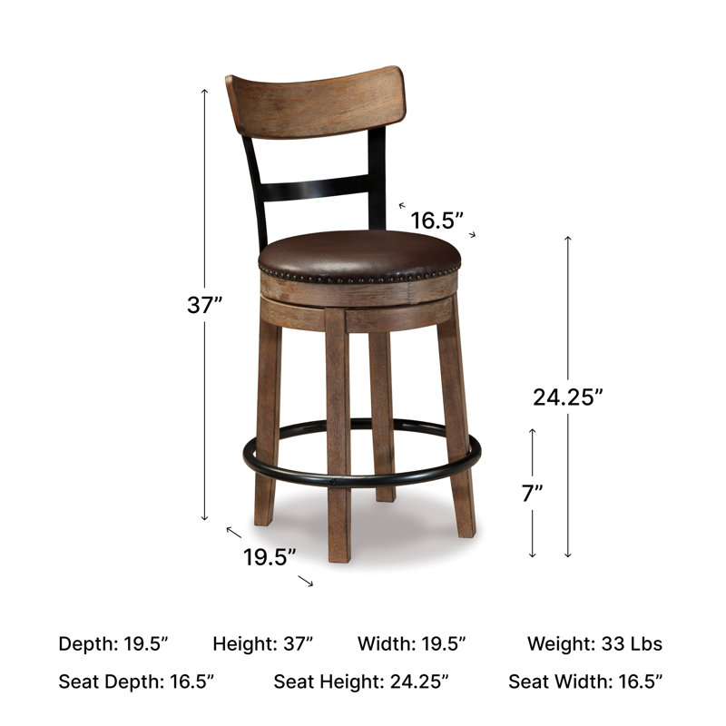 Upholstered Counter Stool, Light Brown, Counter Stool (24" Seat Height)