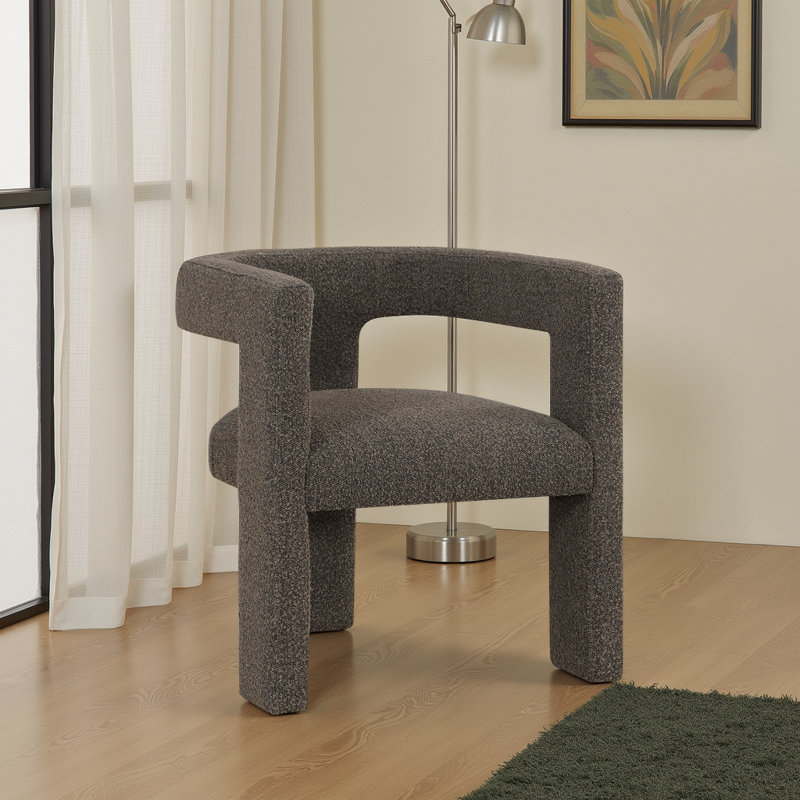 Chaise d'appoint Boucle - Design contemporain entièrement rembourré avec des courbes douces, Brun