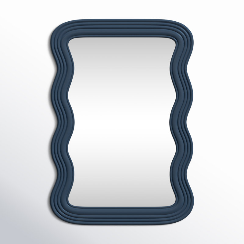 Axinia Wavy Manufactured Wood Accent Mirror, Denim