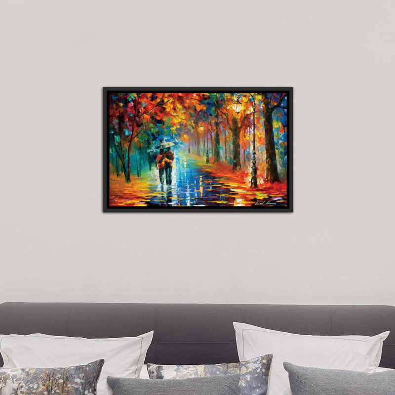 «Autumn Hug» par Leonid Afremov, reproduction d'art sur toile tendue, H 40 po x l 60 po, Noir, Toile encadrée