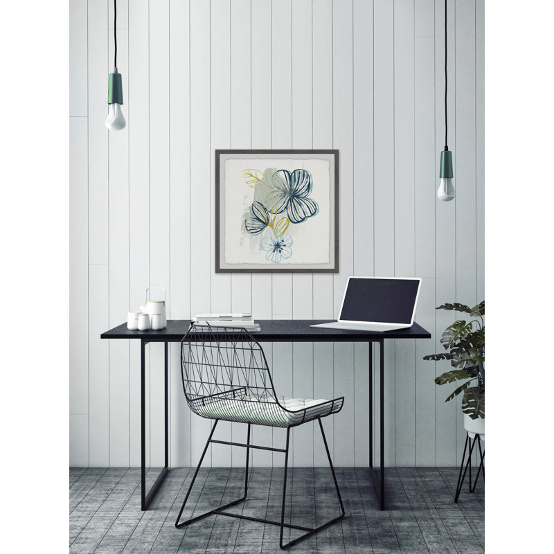 Floral Offset I par Marmont Hill - reproduction de cadre photo, H 12 po x l 12 po x P 1,5 po, Cadre gris