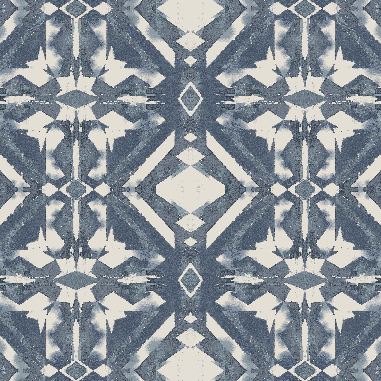 Tilly Upholstered Headboard, King, Asha Blue Ikat