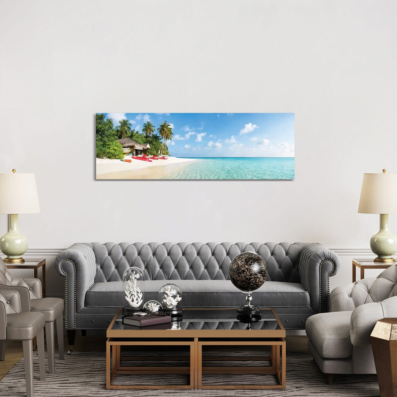 Tropical Beach Panorama On The Maldives - Wrapped Canvas Panoramic Gallery-Wrapped Canvas Giclée