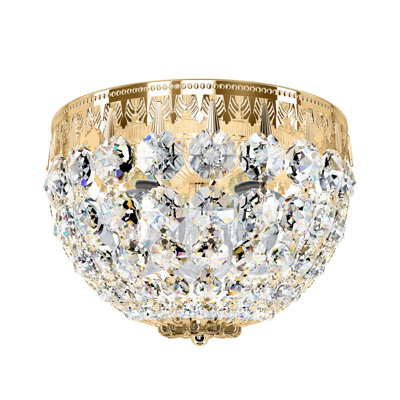 Petit Crystal 5 Light 12in x 6.5in Flush Mount in Polished Gold with Clear Radiance Crystals