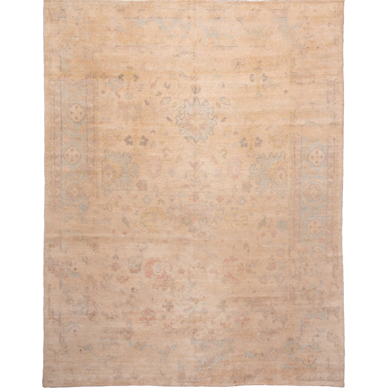 Oushak Handmade Oushak Silk Floral Area Rug, Rectangle 15' x 24'