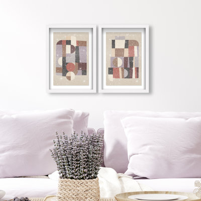 Berry Deco Set Shadowbox Abstract Print by Oliver Gal, Black Frame, 10 x 15