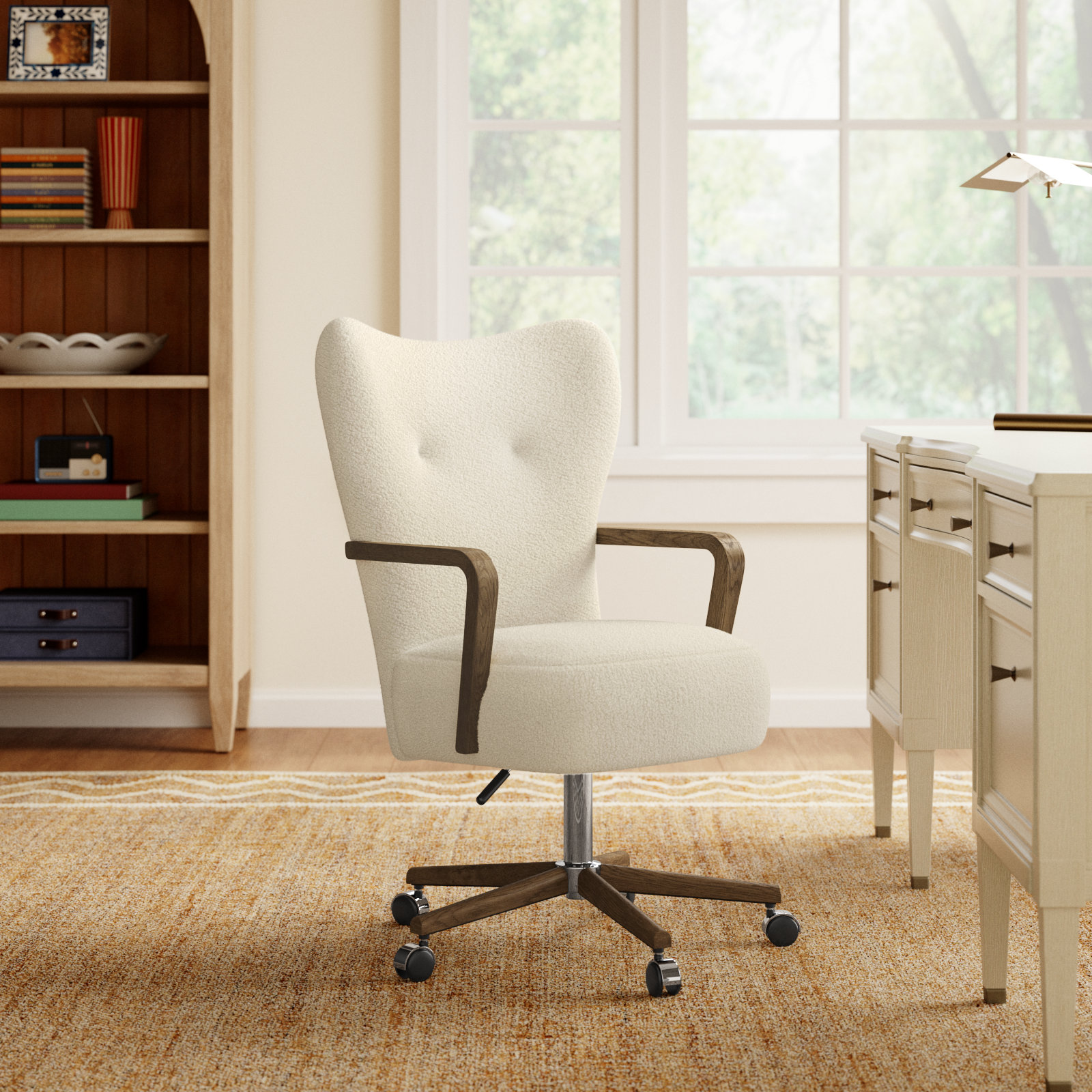 Billinghurst Swivel Office Chair, Sheepskin Natural