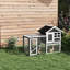 Maison pour lapins en bois 48 po - Toit gris pour cage intérieure et extérieure avec jeu