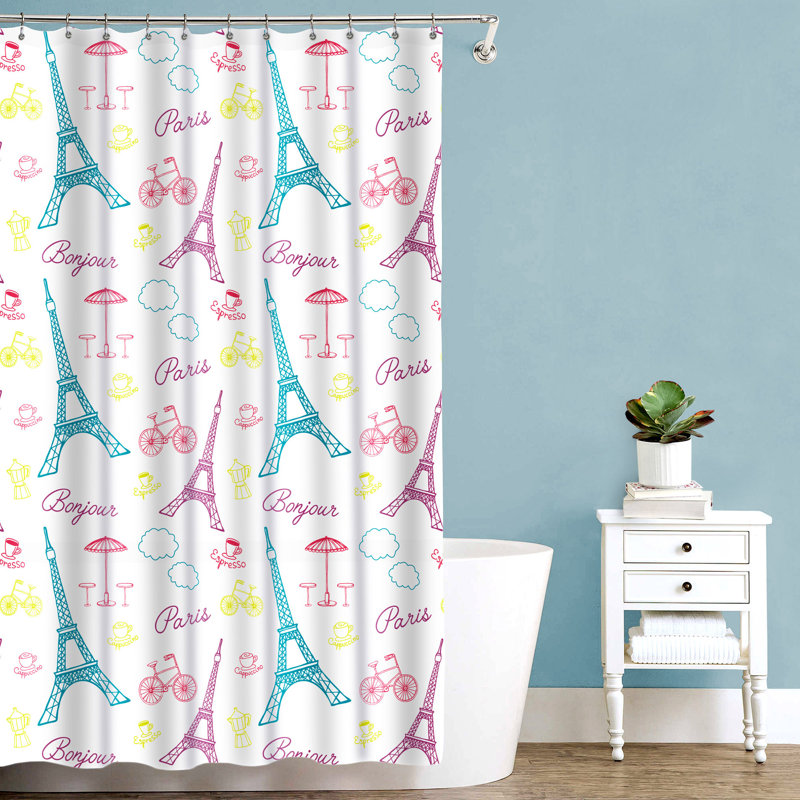 Bebop Bonjour Paris Fabric Single Shower Curtain