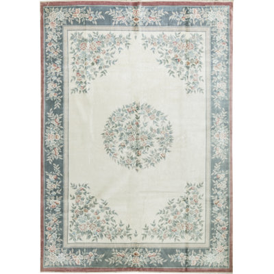 Tapis beige noué à la main de haute qualité