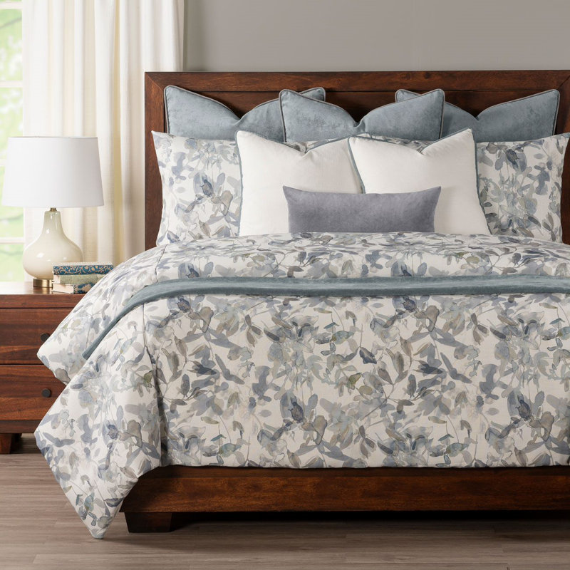 Botanical Watercolor Print Duvet Cover Set, King Duvet Cover + 2 King Shams