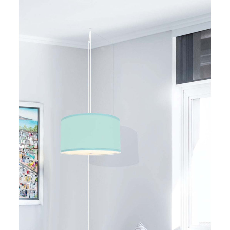 Luminaire suspendu tambour 2 lumières Premal, Blanc