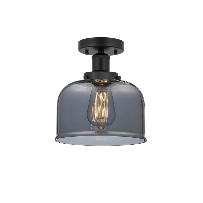 Plafonnier semi-encastré en verre Coppell, Noir mat, Fumée foncée