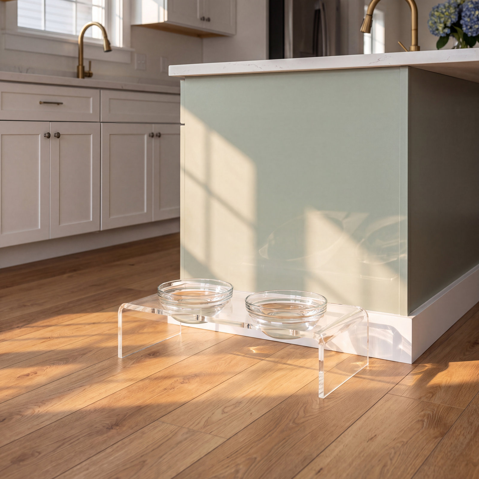 Clear Glass Bowl Elevated Feeder, 2 Cups