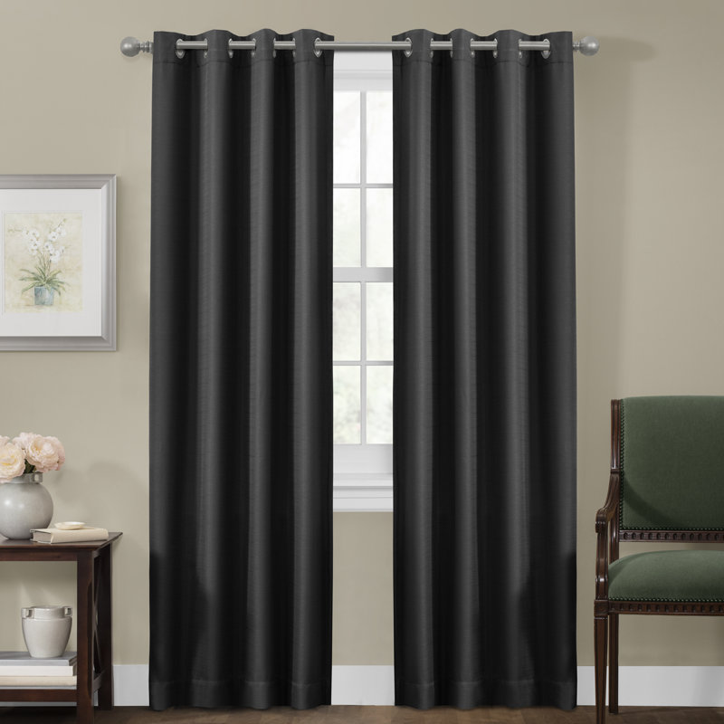 Gupton Blackout Curtain Single Panel, Black