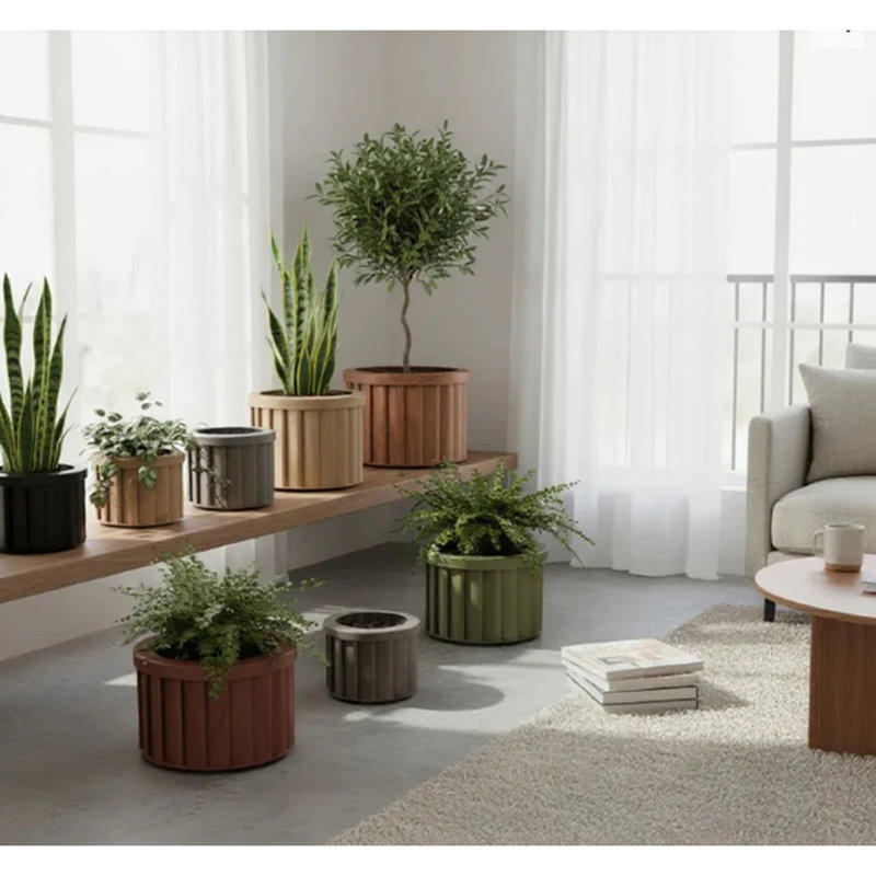 Pot rond Strata, H 5,13 po x l 6,25 po x P 6,25 po, Marron foncé