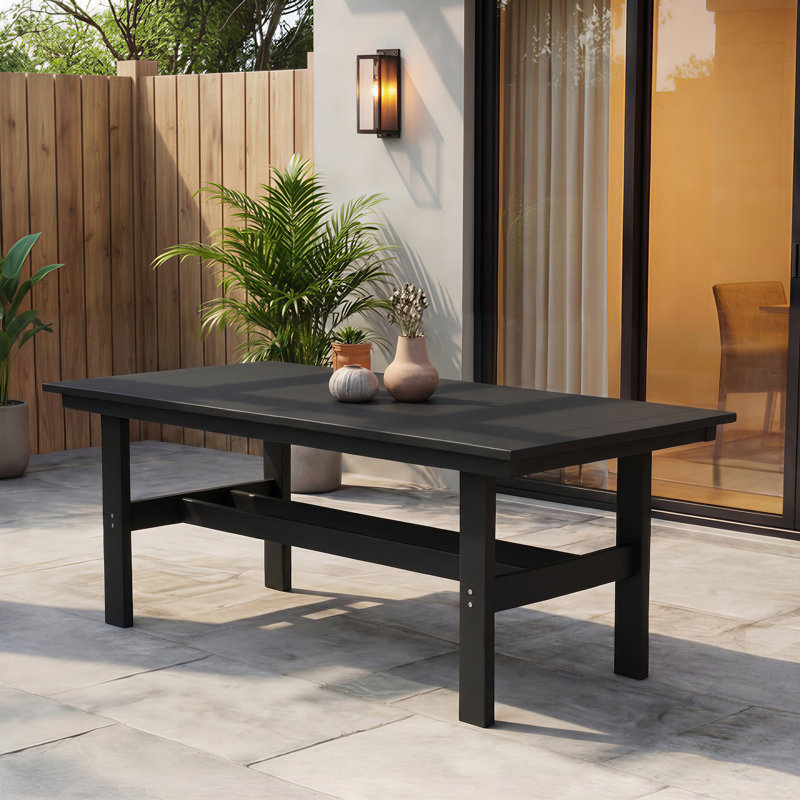 6-Person HDPE Outdoor Dining Table - All-Weather, Black