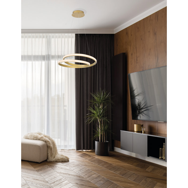1 - Light LED Unique/Statement Pendant, Gold