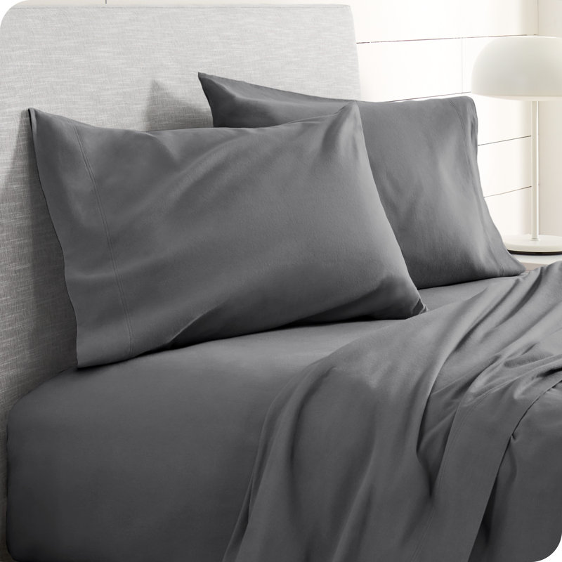 Gray Cotton Flannel Standard Pillowcase Set of 2