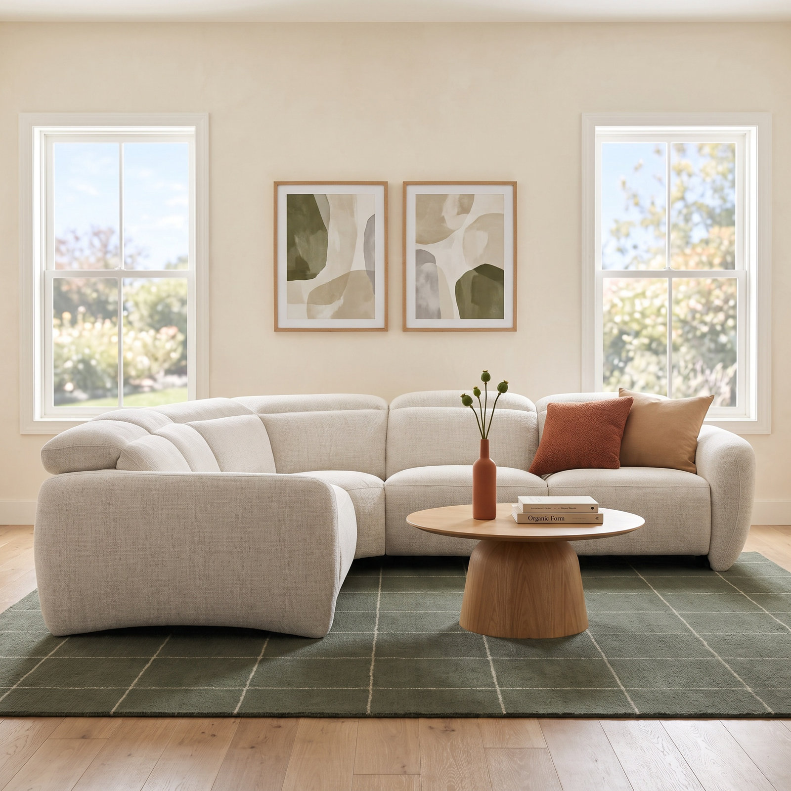 Astro Modular Sectional, Ivory Polyester Blend