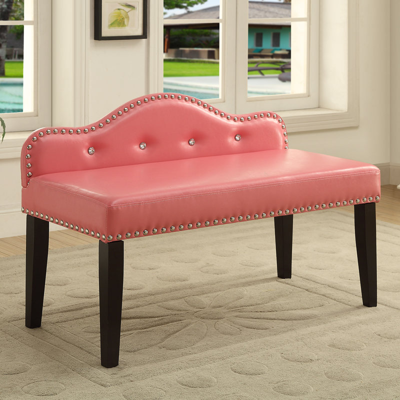 Banc en similicuir Hambright, H 27,5 po x l 64 po x P 21 po, Rose