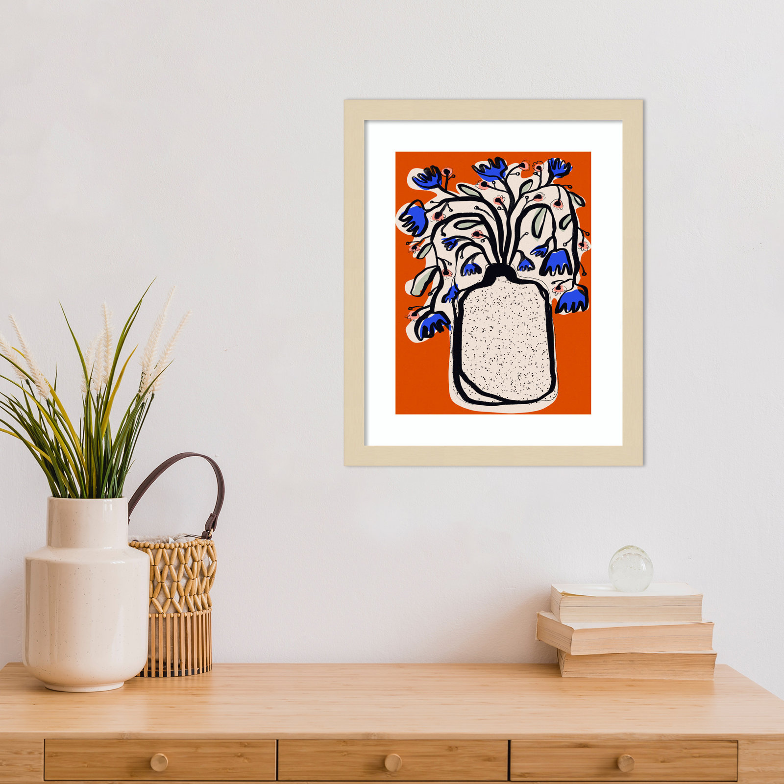 Galya "Lovely Flower Bouquet" Print, Brown, 16" H x 13" W