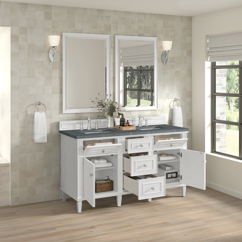 Lorelai 60'' W Double Vanity, Whitewashed Oak, Tajnar Eclos
