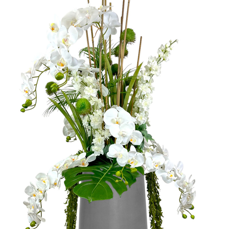 Orchid Arrangement with Allium and Delphinium
