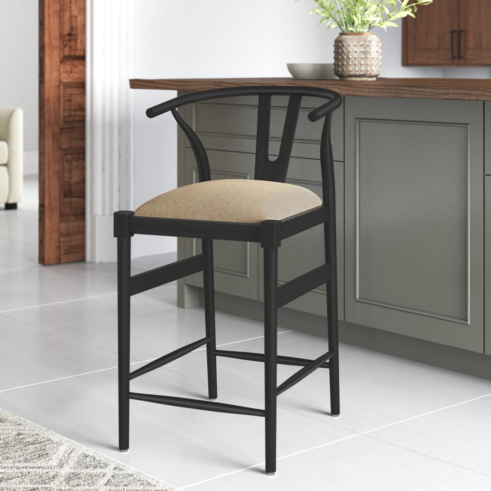 Parina Counter & Bar Stool, Counter Stool (26.25” Seat Height), Black/Gray