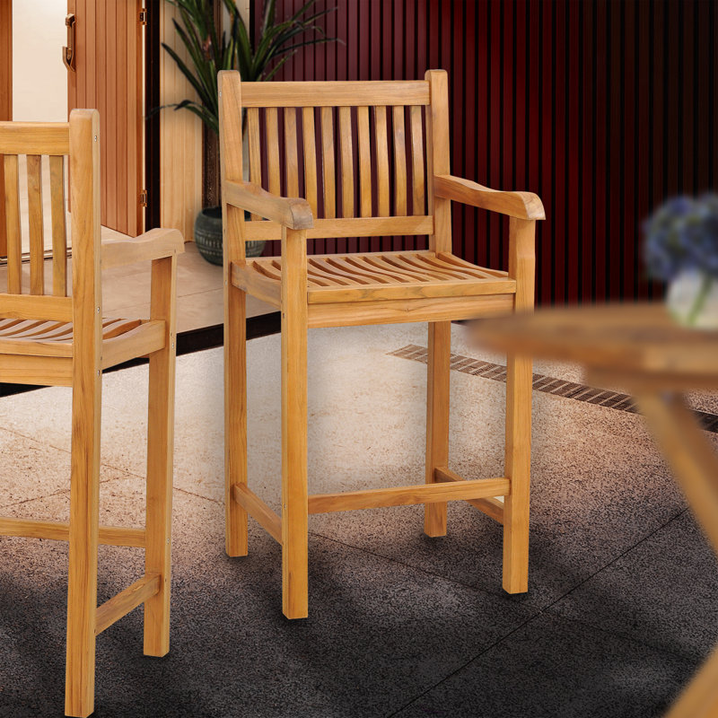 Elzas Outdoor Teak Bar Stool