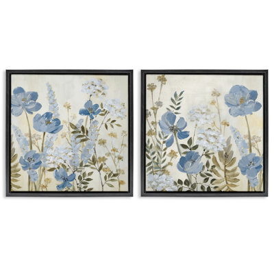 Ensemble de 2 cadres flottants Blue Peaceful Garden, design par Lanie Loreth