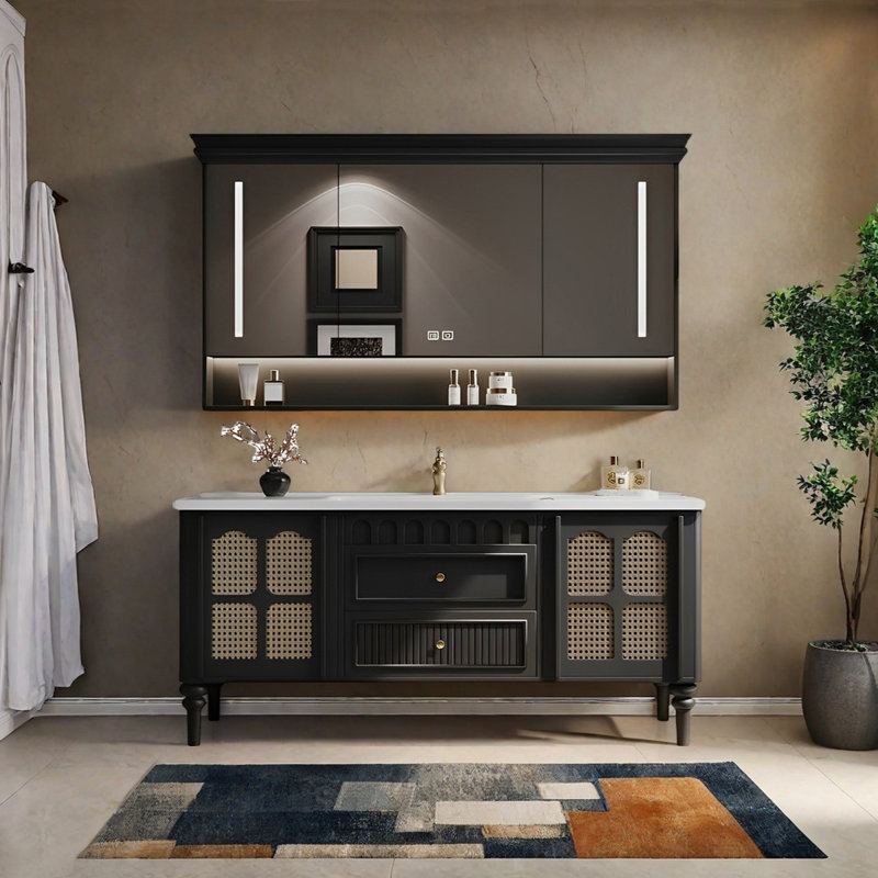 French retro style rest room bathroom cabinet, 51.57"