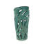 Leaf green ceramic vase with cut-outs