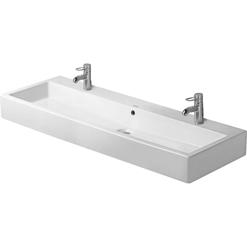 Lavabo de salle de bain mural rectangulaire en céramique blanche avec trop-plein Vero, l 47,25 po x P 18,5 po, Oui