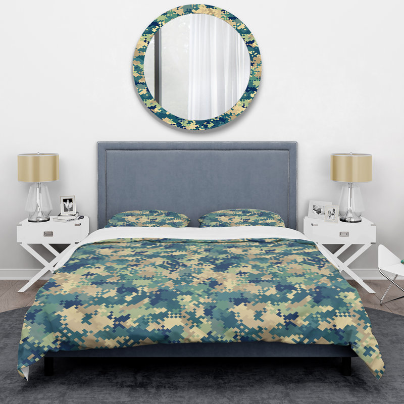 Multicolore Pixel Camouflage - Ensemble de housse de couette abstrait - Microfibre de polyester