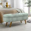 Banc de rangement repose-pieds ovale, pieds en bois d'hévéa, cyan gris (43,5 po x 16 po x 16 po)-1749281138-1749281149