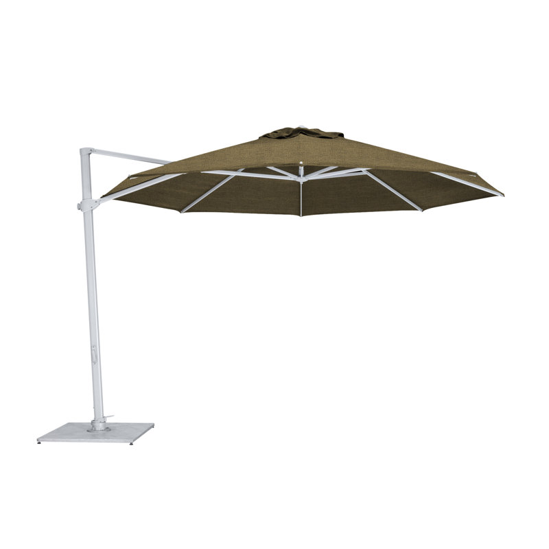 Pavone 11.5' Round Cantilever Umbrella (Grip Handle), Paver Frame, Heather Beige, Grey