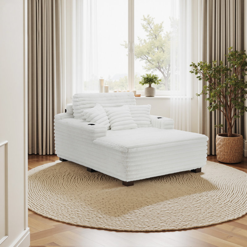 Upholstered Chaise Lounge, Beige