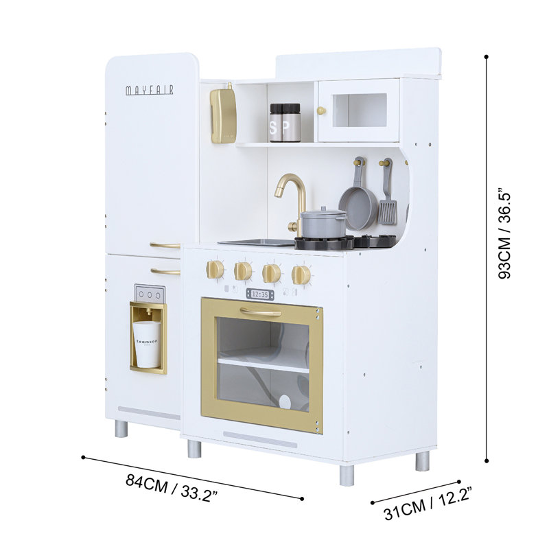 Little Chef Medium Wooden Kitchen Set w/ 11 Accessories, White