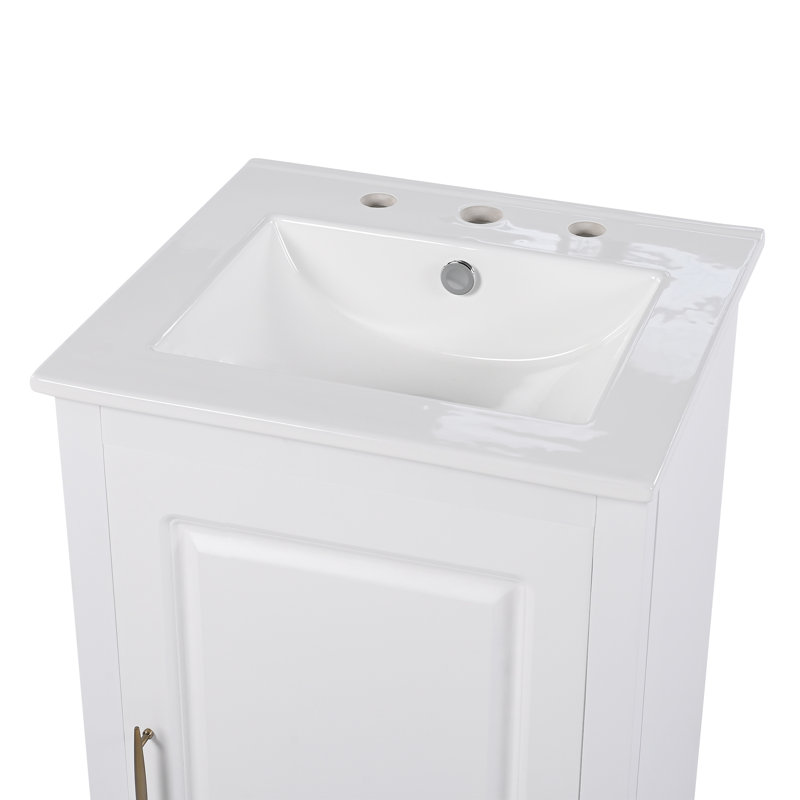 20.3'' Single Bathroom Vanity With Ceramic Top, White