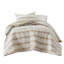 Literie rayée teinte pour 2 lits simples/simple XL, rayures tissées, style côtier contemporain, texture subtile, superposition possible, dos en microfibre douce, facile à installer, taupe
