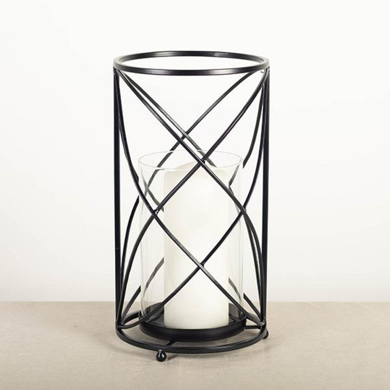 Ouragan de table en métal, Transparent / noir, H 13 po x l 7 po x P 7 po