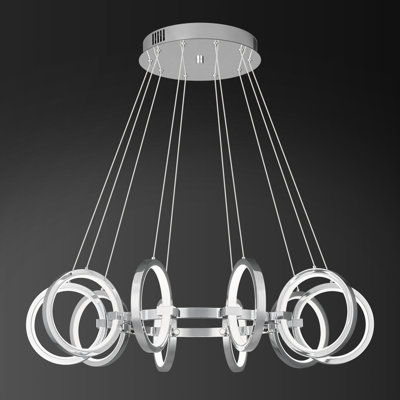 10-Light Modern Led Chandelier Dimmable Round Pendant Light Fixtures For Kitchen Island Living Room