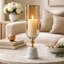 Vase décoratif Kylie avec base en marbre blanc, aluminium, verre doré 19 pouces-123275116