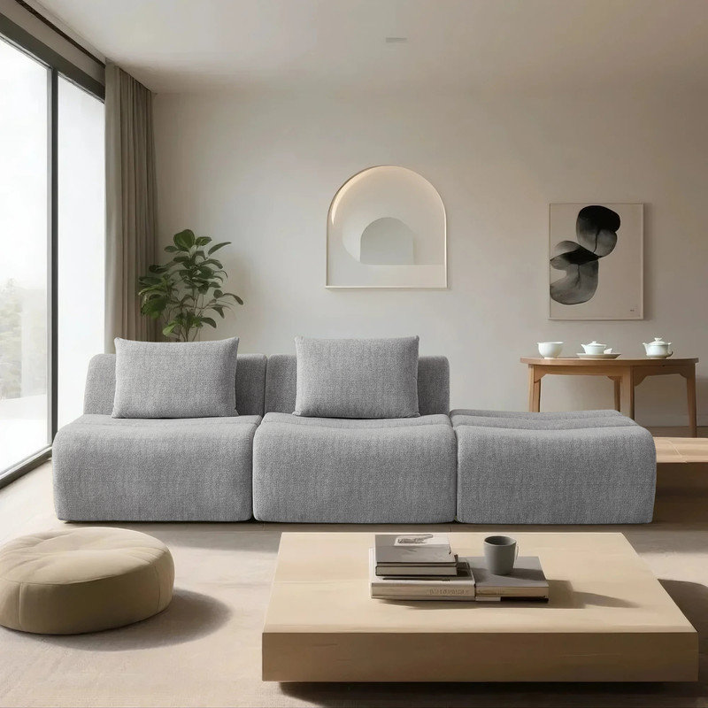 Canapé modulaire 3 places sans accoudoirs, Gris chenille