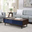 Duane Mid-Century Modern Coffee and End Table Set in Dark Brown and Navy Blue-91031820