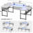 Manasa 83" U-Shape Computer Desk with LED Light Strip and Sockets-1195743776
