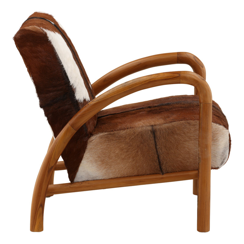 Charlton Occasional Chair, Brown & White Genuine Leather, Brown