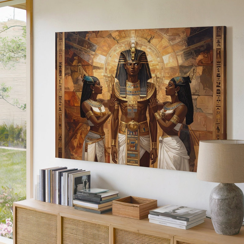 Canvas Wall Art Divine Pharaoh And Reverent Queens Canvassymmetrical Egyptian Royalty, 30" H x 30" W