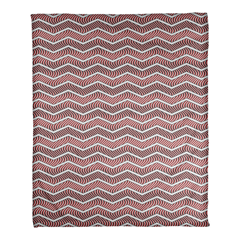 Couverture polaire à chevrons ondulés, l 50 po x L 60 po, Rouge